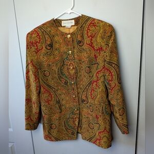 JONES NEW YORK Women Blazer VINTAGE Size 12 100% Silk Made In Korea